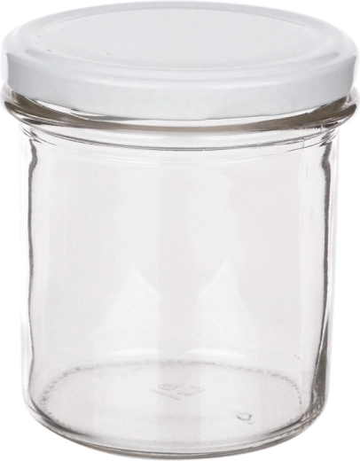 Zestaw 6 słoików 350 ml z białą zakrętką fi 82