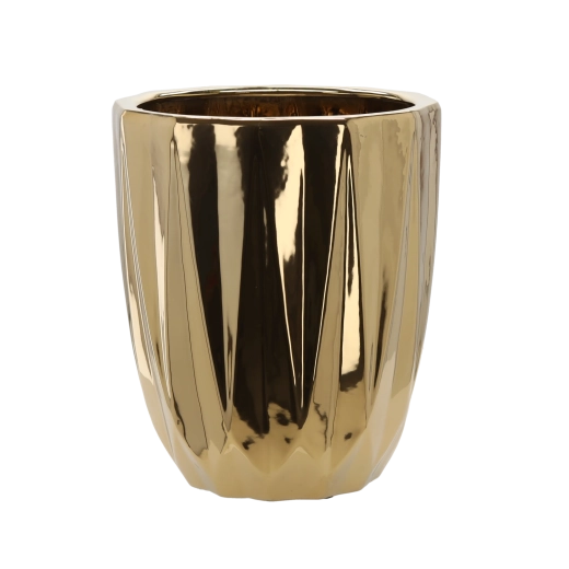 Ceramiczna osłonka na doniczkę 30 × 30 × 36 cm – złota