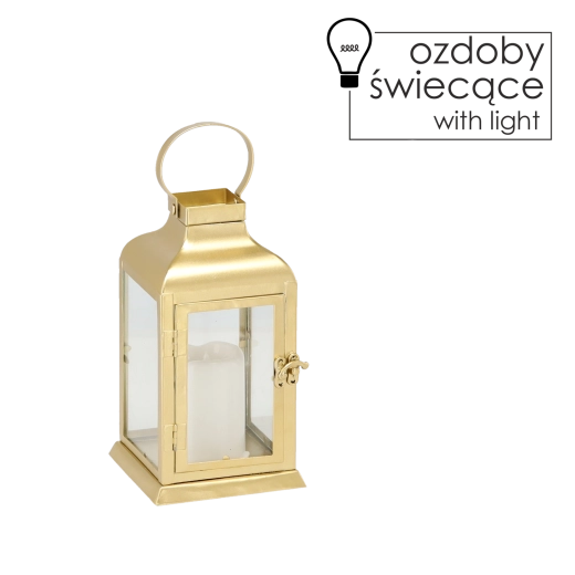 Złoty metalowy lampion LED 22 cm