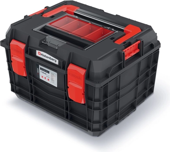 Skrzynia na narzędzia z aluminiową rączką i organizerem 45 × 38 × 29,7 cm czarna