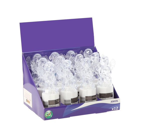 LED anielska świeczka na baterie 15 cm, zimna biel