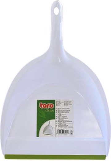 Szufelka na śmieci TORO zielono‑biała z gumową krawędzią