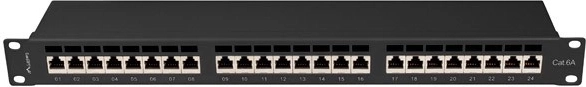 Panel krosowy 24 porty 1U Cat 6A czarny
