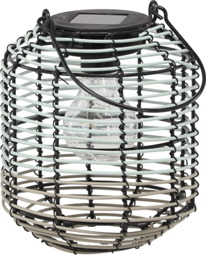 Solarny metalowy lampion LED 19 cm zielonoszary