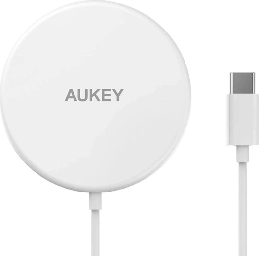 Aukey Aircore Magnetic LC-A1 biała bezprzewodowa ładowarka MagSafe Qi 15 W USB-C