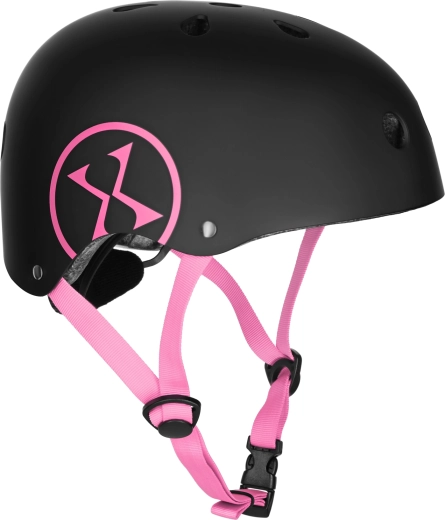 Kask rowerowy i na rolki NILS Extreme czarno-różowy – XS (48–52 cm)