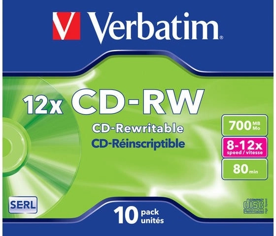 Przepisywalne płyty CD-RW Verbatim 700 MB 12× – 10 szt.