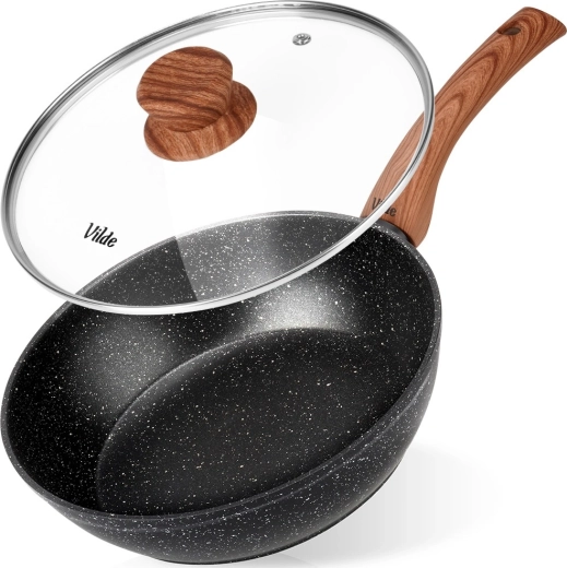 Granitowa patelnia ze szklaną pokrywką GRANITICA WOOD 24 cm, 2,2 l