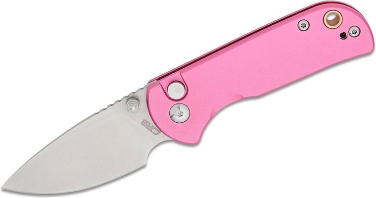 Składany nóż kieszonkowy CJRB Mica, różowe aluminium, 6 cm ostrze