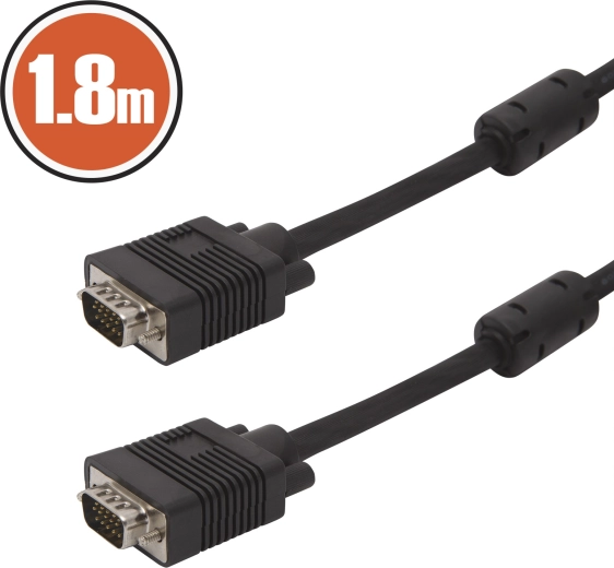 Kabel VGA do monitora 1,8 m czarny