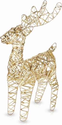 Świecący złoty renifer 25 LED 34 cm