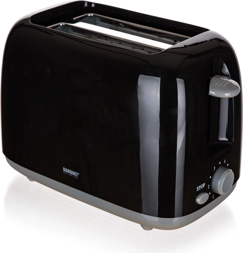 Toster na 2 tosty, czarno‑szary, 650–750 W