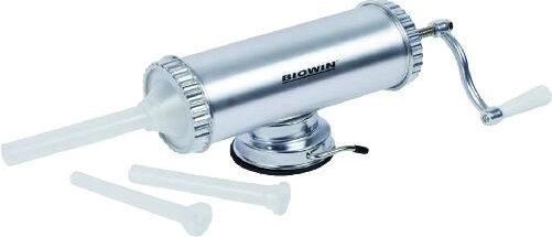 Ręczna nadziewarka do kaszanek i kiełbas ze stopu aluminium, średnica 10 cm, 1,5 kg + 3 nasadki