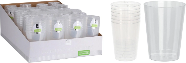 Plastowe kubki 280 ml przezroczyste – zestaw 6 szt.