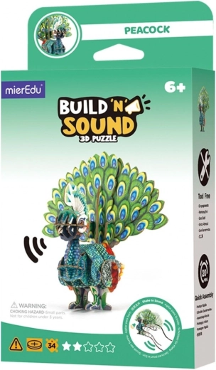 3D puzzle MierEdu Zbuduj i posłuchaj – paw