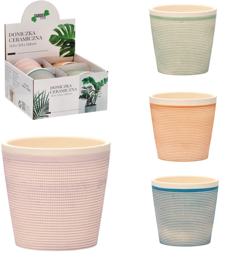 Ceramiczna osłonka na doniczkę 13,3 × 13,3 × 12,8 cm – mix wzorów