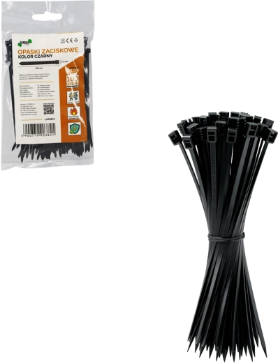 Zestaw opasek zaciskowych 2,5 × 100 mm, czarne (100 szt.)