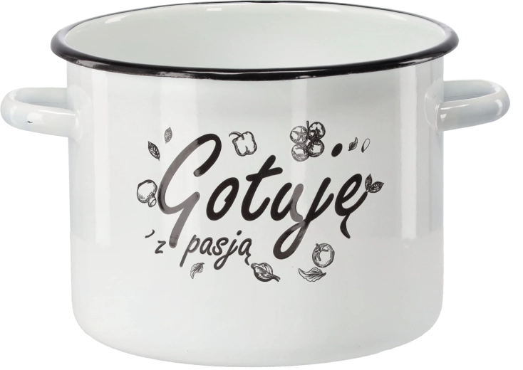 Emaliowany garnek 5,5 l, 22 cm, biały – Gotuję z pasją