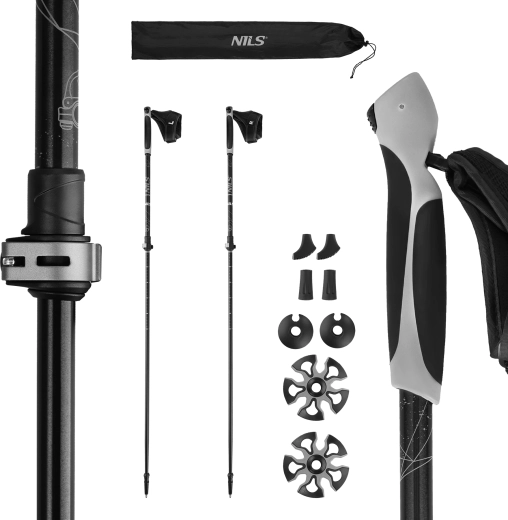 Kije nordic walking NILS z szybkozamykaczami i ergonomiczną rączką