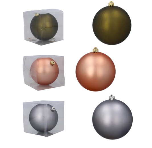 Matowa bombka świąteczna 12 cm – oliwkowa, miedziana lub grafitowa