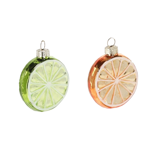 Szklane ozdoby choinkowe plasterki cytrusów, mix kolorów, 12 szt.