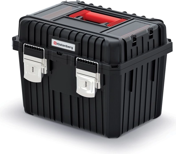 Skrzynka na narzędzia z metalowymi zamkami HEAVY 445 × 360 × 337 mm, czarna