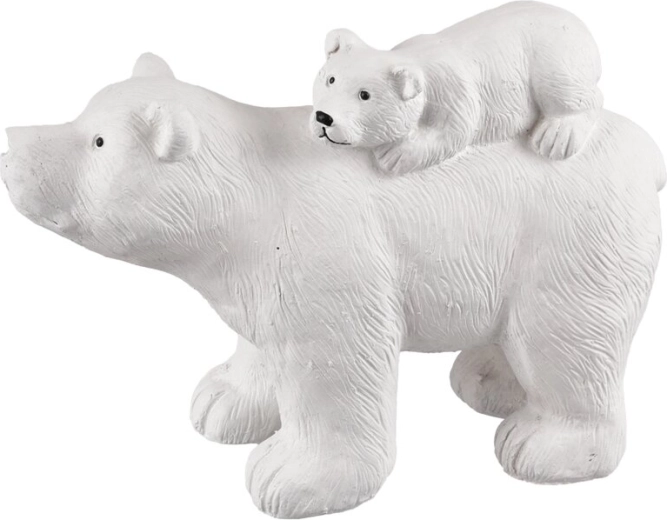 Dekoracyjna figurka niedźwiedzia polarnego z polystone, biała 35 cm