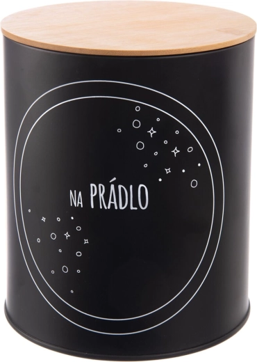 Metalowy pojemnik na detergenty z bambusem, czarny 3,3 l