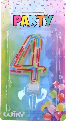 Imprezowa świeczka na tort cyfra 4 – kreski