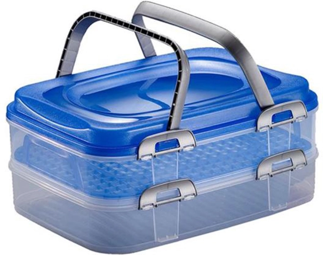 Plastowy pudełko piknikowe z 2 piętrami 40 × 30 × 18 cm