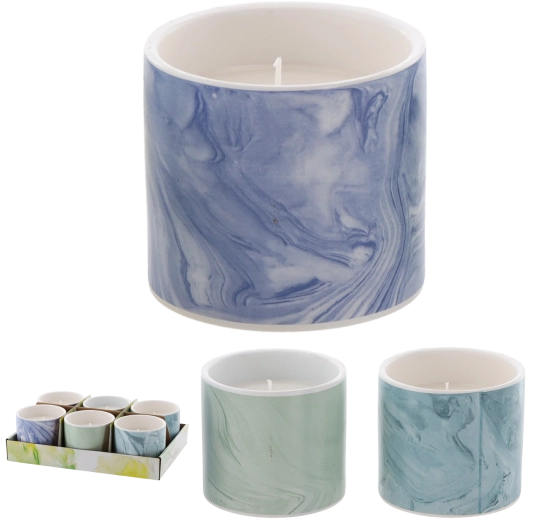 Dekoracyjna świeca Citronella Ferano 10 × 8 cm, ceramiczna osłonka, mix kolorów