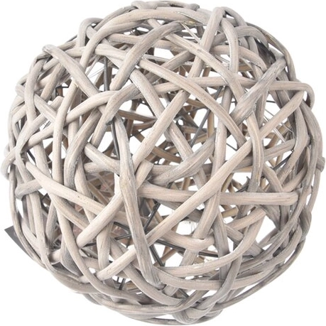 Rattanowa dekoracyjna kula świetlna LED 15 cm, szara