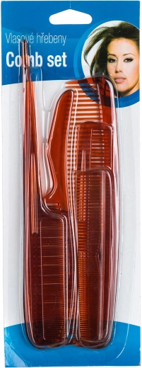 Zestaw plastikowych grzebieni do włosów 6 szt. brązowy