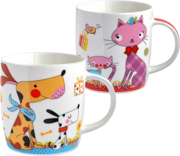 Ceramiczny kubek z motywem kota lub psa 390 ml