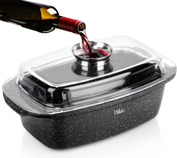 Granitowa brytfanna z pokrywką 5,4 l, 39 × 22 × 17,5 cm