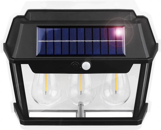 Solarna zewnętrzna kinkietowa lampa ścienna z czujnikiem ruchu – potrójna latarnia LED
