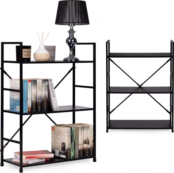 Drewniana biblioteczka z metalową ramą LOFT, 3 półki ModernHome