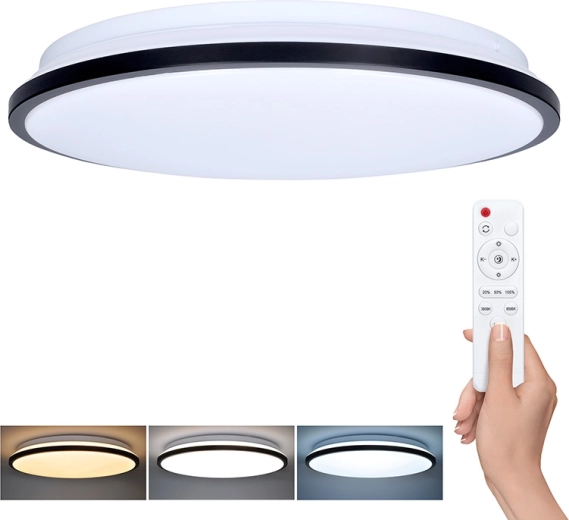 Solight LED lampa sufitowa i ścienna Jamil z pilotem, 48 W, 3360 lm, 40 cm, CCT, ściemnialna