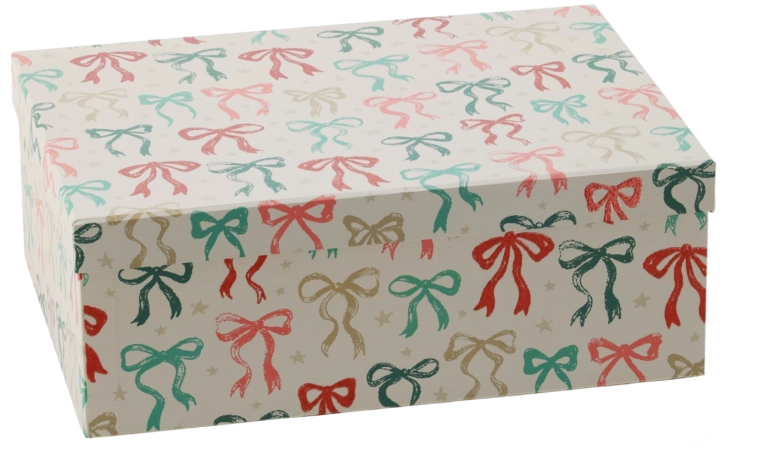 Świąteczne pudełko prezentowe z kokardą 31 × 22,5 × 11,5 cm - 1 sztuka