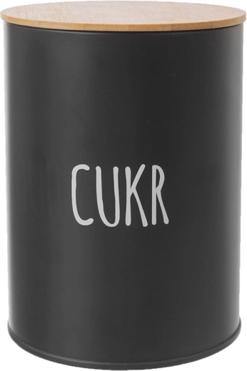 Puszka na cukier Black z bambusową pokrywką 11 cm
