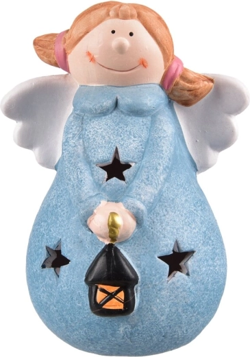 Ceramiczna latarenka LED Anioł – niebieska