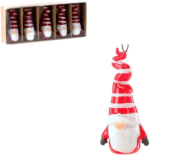 Zestaw świątecznych ozdób skrzaty 10 cm, 5 szt.