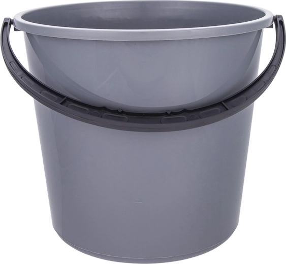 Plastikowe wiadro z plastikowym uchwytem 10 l, szare