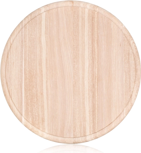 Okrągła drewniana deska do krojenia z rowkiem 26 cm BRILLANTE