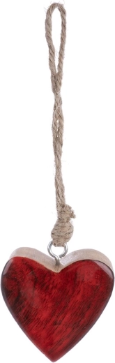 Zawieszane drewniane serce z drewna mango – czerwone