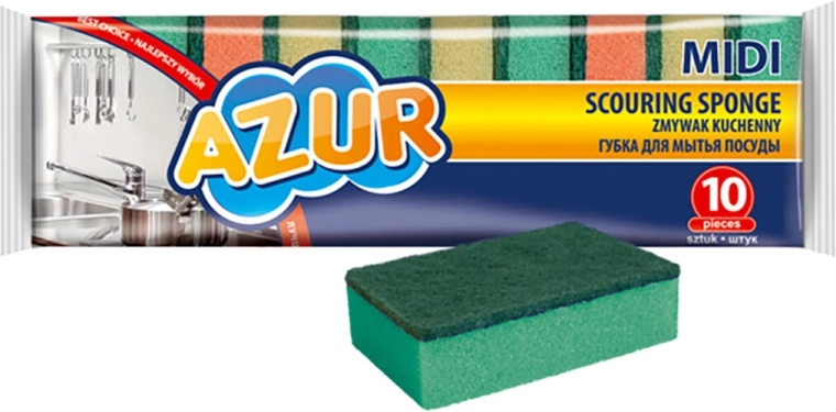 Gąbki do naczyń MIDI, mix kolorów, 10 szt.