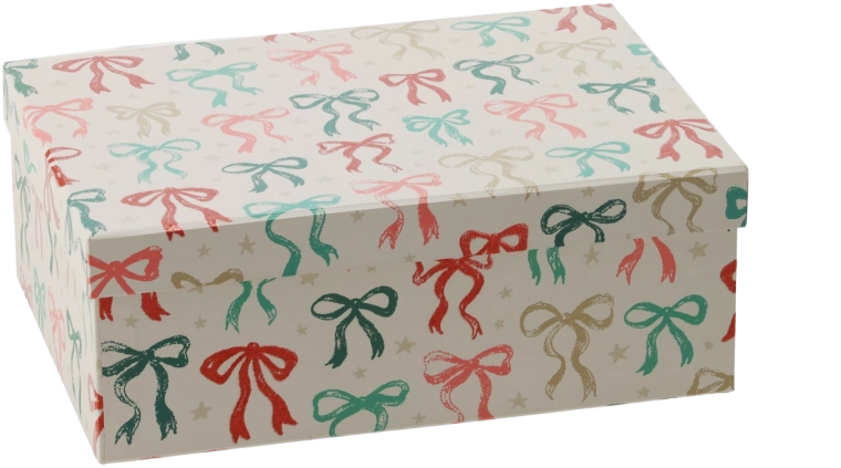 Świąteczne pudełko prezentowe z ozdobną kokardą 27 × 19,5 × 10 cm – 1 sztuka