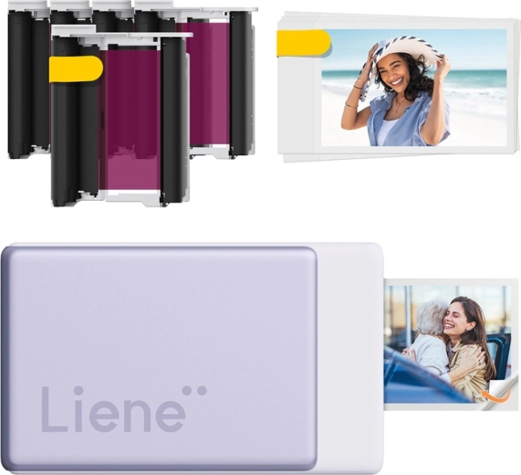 Liene Pearl N200 Pro przenośna drukarka fotograficzna 2 × 3" z samoprzylepnym papierem, fioletowa (zestaw startowy)