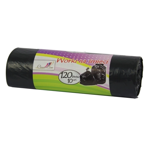 Ekstra wytrzymałe worki na śmieci 120 l ze ściągaczem, czarne (10 szt.)
