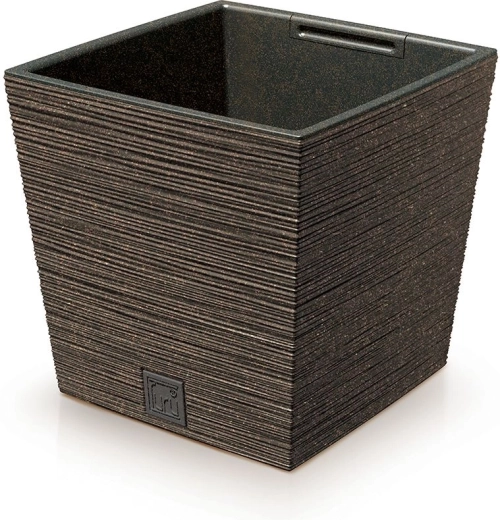 Doniczka Furu Square Low Eco Wood z wkładem 24 cm – kawa